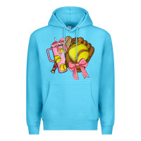 Ocean Blue softball coquette bow Premium Hoodie - JahusDesignShop