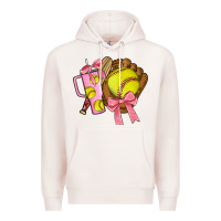 Pale Pink softball coquette bow Premium Hoodie - JahusDesignShop