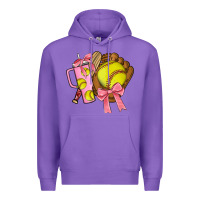 Purple softball coquette bow Premium Hoodie - JahusDesignShop
