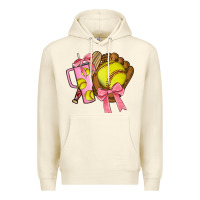 Sandshell softball coquette bow Premium Hoodie - JahusDesignShop