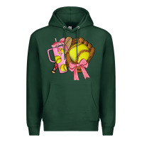 Sports Green softball coquette bow Premium Hoodie - JahusDesignShop