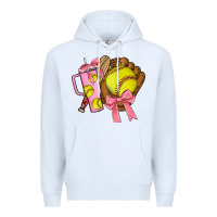 White softball coquette bow Premium Hoodie - JahusDesignShop