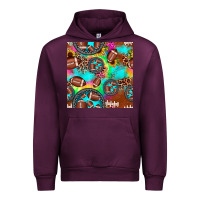 Mauve Wine football tie dye gemstone sunflower seamless pattern Urban Hoodie - JahusDesignShop