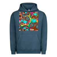 Pigment Midnight Navy football tie dye gemstone sunflower seamless pattern Urban Hoodie - JahusDesignShop