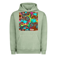 Pigment Oil Green football tie dye gemstone sunflower seamless pattern Urban Hoodie - JahusDesignShop