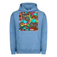 Pigment Pebble Blue football tie dye gemstone sunflower seamless pattern Urban Hoodie - JahusDesignShop