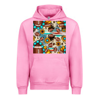 Fuchsia Pink football cowhide sunflower seamless pattern Urban Hoodie - JahusDesignShop