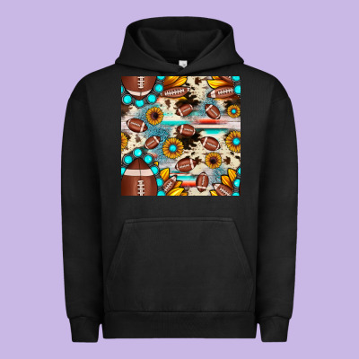 Football Cowhide Sunflower Seamless Pattern Urban Hoodie Designed By Jahusdesignshop