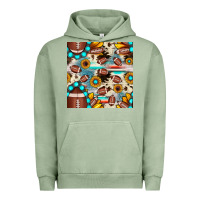 Pigment Oil Green football cowhide sunflower seamless pattern Urban Hoodie - JahusDesignShop