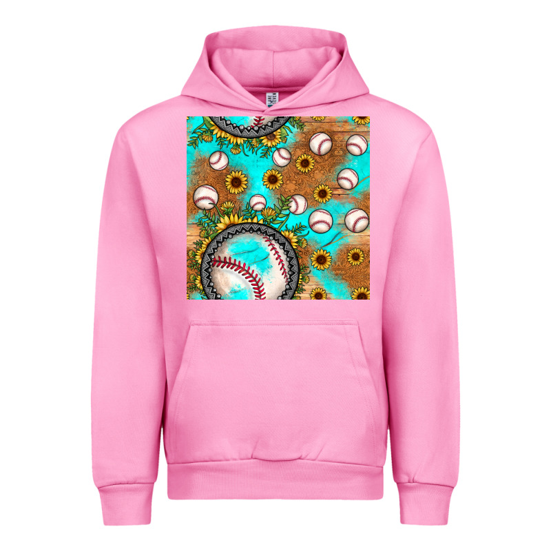 Baseball Turquoise Sunflower Seamless Pattern Urban Hoodie by JahusDesignShop | Teevron