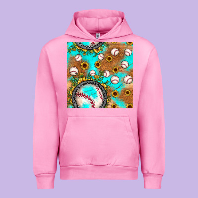 Baseball Turquoise Sunflower Seamless Pattern Urban Hoodie Designed By Jahusdesignshop