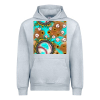 Heather Grey baseball turquoise sunflower seamless pattern Urban Hoodie - JahusDesignShop