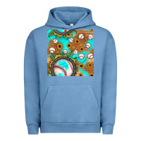 Pigment Pebble Blue baseball turquoise sunflower seamless pattern Urban Hoodie - JahusDesignShop