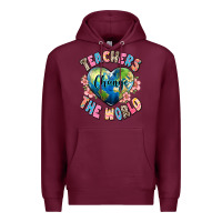 Burgundy teachers change the world Premium Hoodie - JahusDesignShop