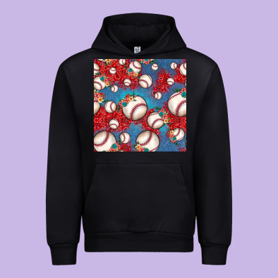 Baseball Paisley And Jean Pattern, Baseball Seamless Pattern Urban Hoodie Designed By Jahusdesignshop