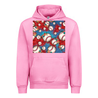 Fuchsia Pink baseball paisley and jean pattern, baseball seamless pattern Urban Hoodie - JahusDesignShop
