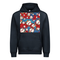 Navy baseball paisley and jean pattern, baseball seamless pattern Urban Hoodie - JahusDesignShop