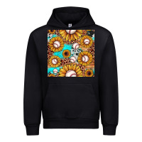 Black baseball leopard turquoise sunflower seamless pattern Urban Hoodie - JahusDesignShop