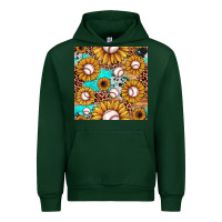 Foreset Green baseball leopard turquoise sunflower seamless pattern Urban Hoodie - JahusDesignShop
