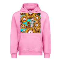 Fuchsia Pink baseball leopard turquoise sunflower seamless pattern Urban Hoodie - JahusDesignShop