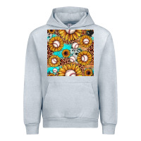 Heather Grey baseball leopard turquoise sunflower seamless pattern Urban Hoodie - JahusDesignShop