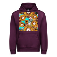 Mauve Wine baseball leopard turquoise sunflower seamless pattern Urban Hoodie - JahusDesignShop