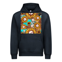 Navy baseball leopard turquoise sunflower seamless pattern Urban Hoodie - JahusDesignShop