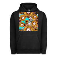 Pigment Black baseball leopard turquoise sunflower seamless pattern Urban Hoodie - JahusDesignShop