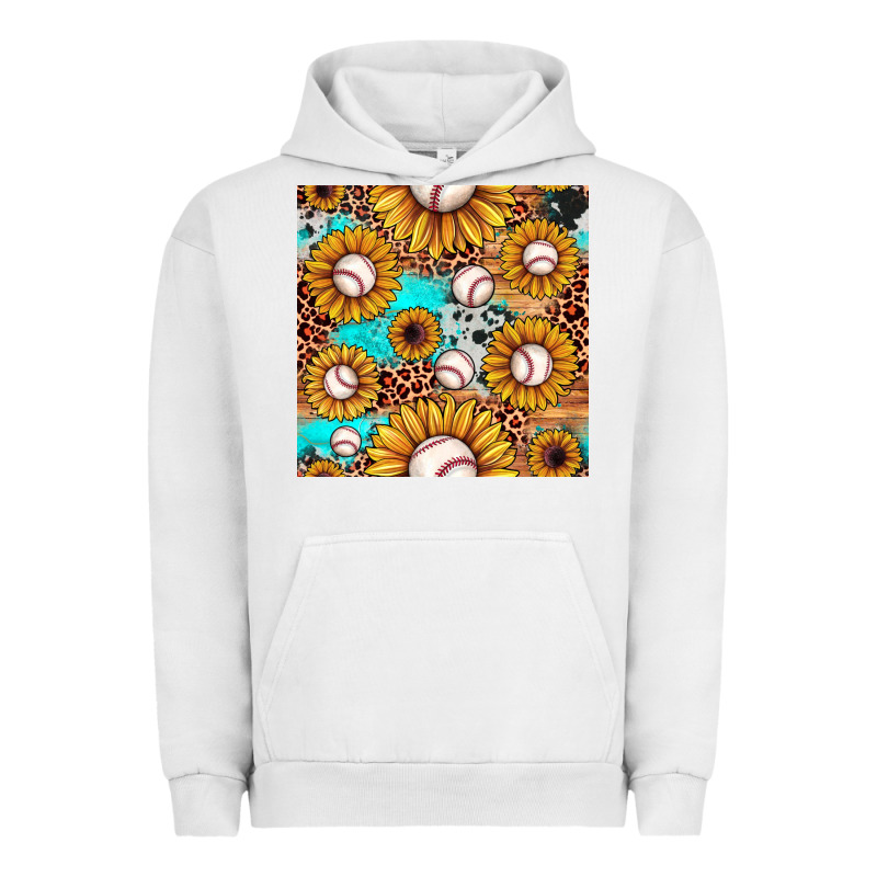 Baseball Leopard Turquoise Sunflower Seamless Pattern Urban Hoodie by JahusDesignShop | Teevron