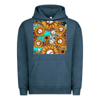 Pigment Midnight Navy baseball leopard turquoise sunflower seamless pattern Urban Hoodie - JahusDesignShop