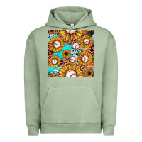 Pigment Oil Green baseball leopard turquoise sunflower seamless pattern Urban Hoodie - JahusDesignShop