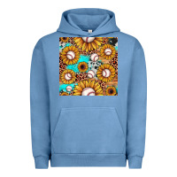 Pigment Pebble Blue baseball leopard turquoise sunflower seamless pattern Urban Hoodie - JahusDesignShop