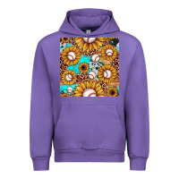 Tulip baseball leopard turquoise sunflower seamless pattern Urban Hoodie - JahusDesignShop
