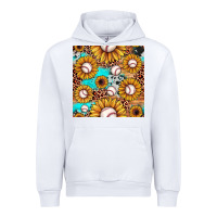 White baseball leopard turquoise sunflower seamless pattern Urban Hoodie - JahusDesignShop