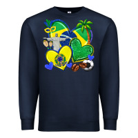 Navy brazil hearts Premium Sweatshirt - texasbilliewilder