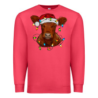 Cardinal Christmas baby red angus calf with lights Premium Sweatshirt - RanaPortraitStore
