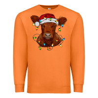 Carrot Christmas baby red angus calf with lights Premium Sweatshirt - RanaPortraitStore