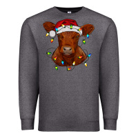 Charcoal Heather Christmas baby red angus calf with lights Premium Sweatshirt - RanaPortraitStore