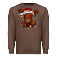 Chestnut Christmas baby red angus calf with lights Premium Sweatshirt - RanaPortraitStore
