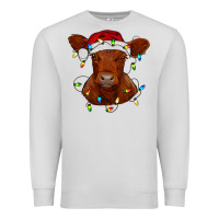 Dove Grey Christmas baby red angus calf with lights Premium Sweatshirt - RanaPortraitStore