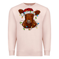 Pale Pink Christmas baby red angus calf with lights Premium Sweatshirt - RanaPortraitStore