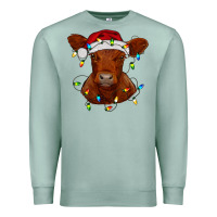 Seafoam Christmas baby red angus calf with lights Premium Sweatshirt - RanaPortraitStore