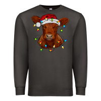 Smoke Christmas baby red angus calf with lights Premium Sweatshirt - RanaPortraitStore