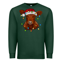 Sports Green Christmas baby red angus calf with lights Premium Sweatshirt - RanaPortraitStore