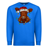 True Royal Christmas baby red angus calf with lights Premium Sweatshirt - RanaPortraitStore