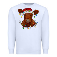 White Christmas baby red angus calf with lights Premium Sweatshirt - RanaPortraitStore