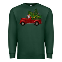 Sports Green Christmas Farm Truck With Baby Sheep Premium Sweatshirt - RanaPortraitStore