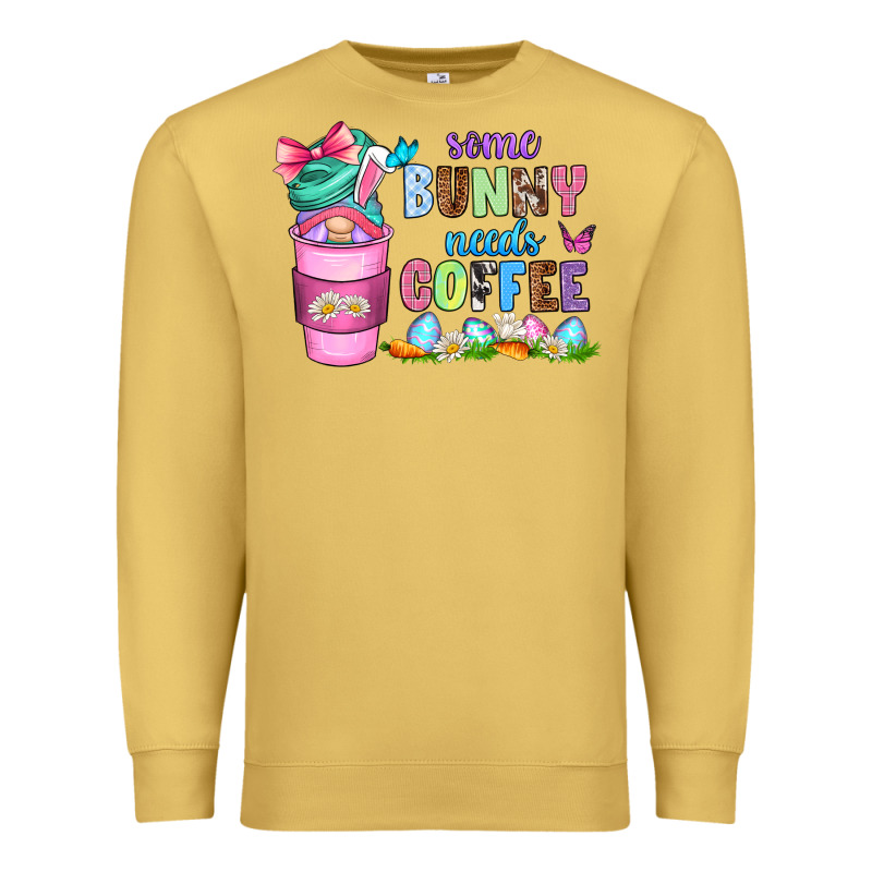 Some Bunny Needs Coffee With Gnomes Premium Sweatshirt by Zillion Design Studio | Teevron