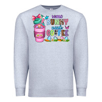 Heather Grey some bunny needs coffee with gnomes Premium Sweatshirt - Zillion Design Studio