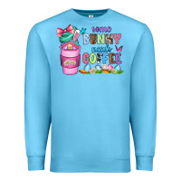 Ocean Blue some bunny needs coffee with gnomes Premium Sweatshirt - Zillion Design Studio